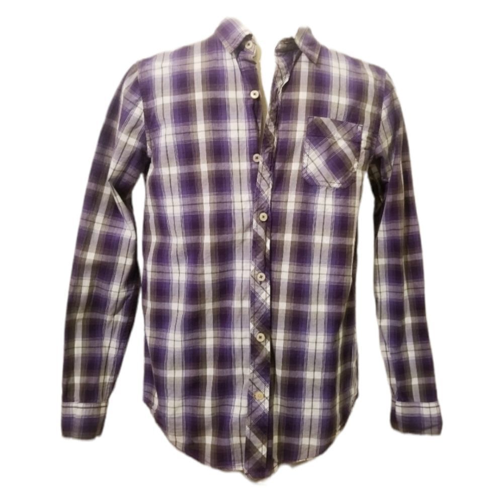 Arizona Purple & Grey Plaid Button Down S 18‎